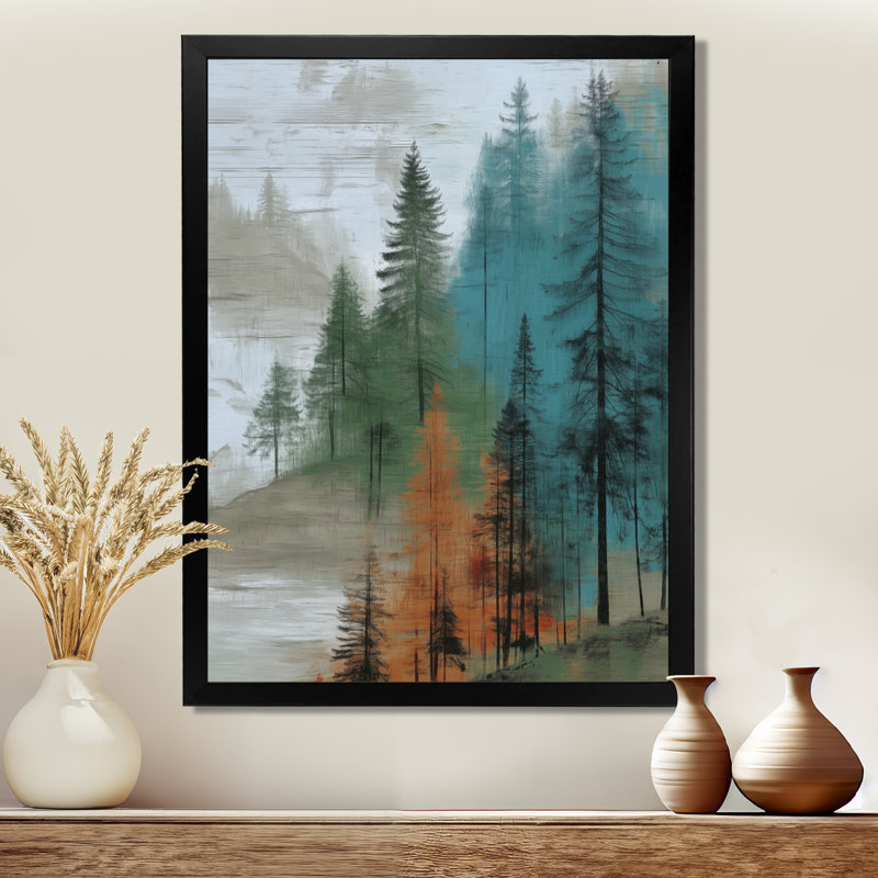 «Winter Pine Tree Forest At Goat Rock Beach», art mural sur toile vert en Californie, H 20 po x l 12 po, Cadre photo unique