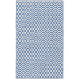 Tapis intérieur / extérieur en coton ivoire / bleu rectangulaire à motif géométrique 2 pi 3 po x 3 pi 9 po Barkeley