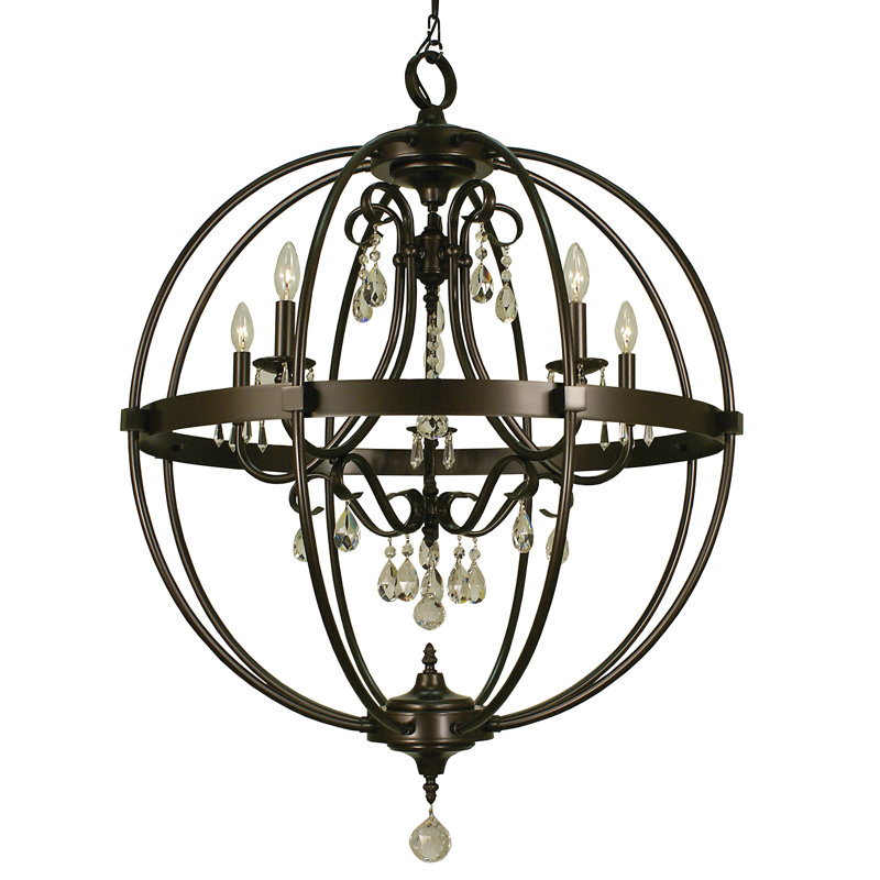 Reepham 5 - Light Globe Chandelier, Mahogany Bronze