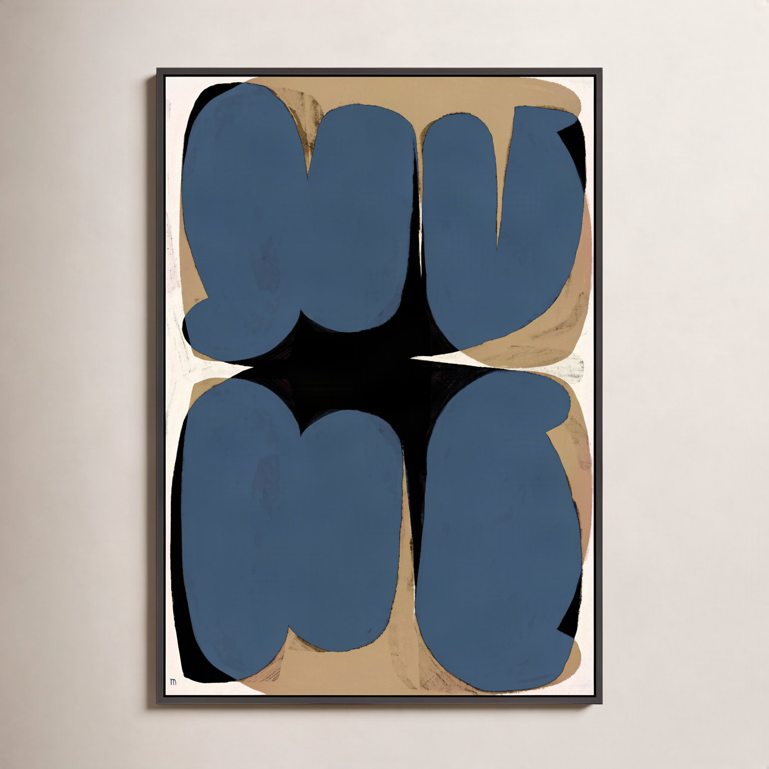 Ziya "Forme Astratte" Print by Marco Marella, 30" H x 21" W x 1.25" D, Black Single Structure Framed Canvas