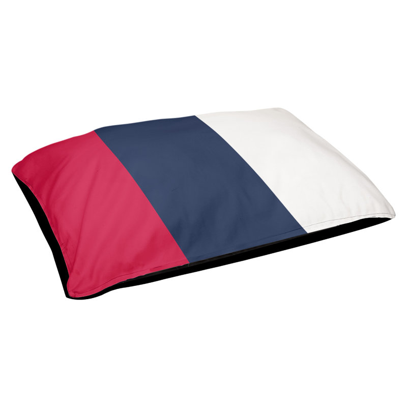 Coussin rectangulaire designer Atlanta, Rouge écarlate / bleu marine / blanc, Grand (L 40 po x l 50 po)