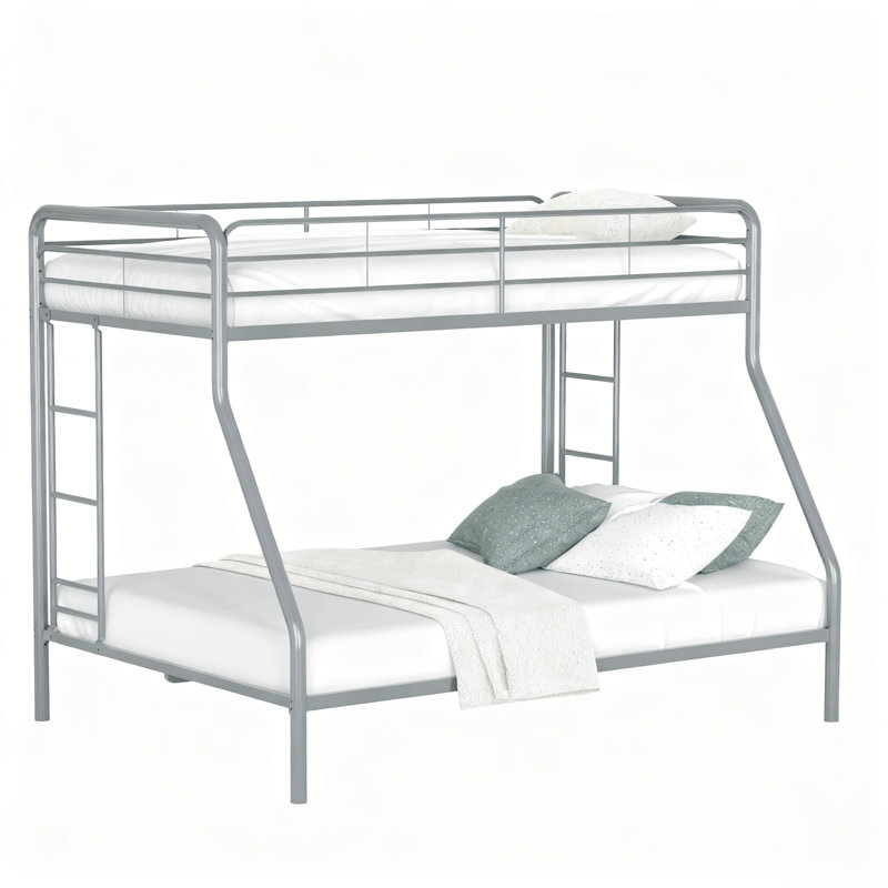 Bunk Bed with Built-in Ladder Included, Silver