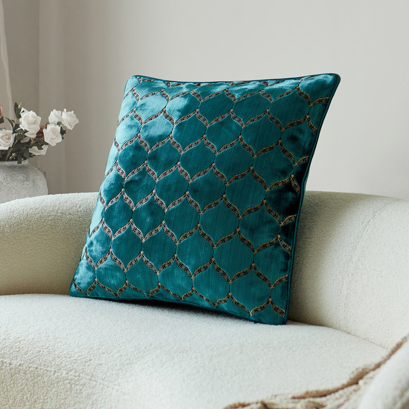 Housse de coussin réversible en velours abstrait, Abstrait bleu