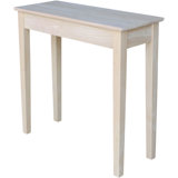 Solid  Rectangular Hall Table With Drawer, Unfinished Diy Furniture For Custom Painting Or Staining, Sturdy And Durable Design