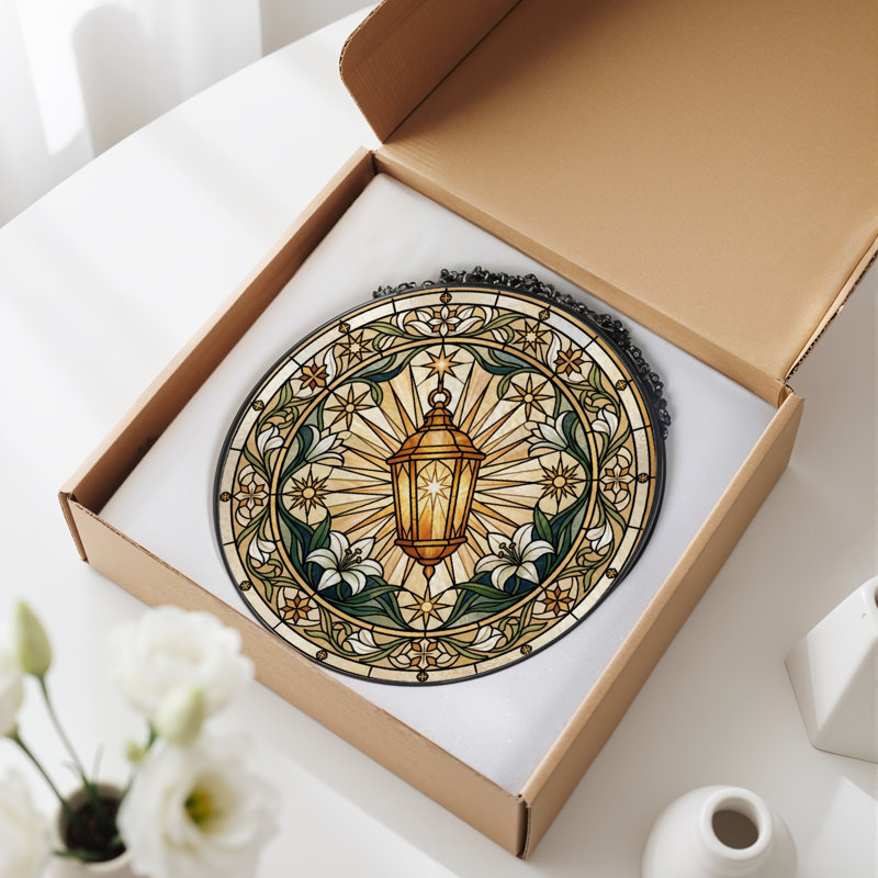 Panneau de vitrail lanterne florale ， 7,8H, 7.8"H
