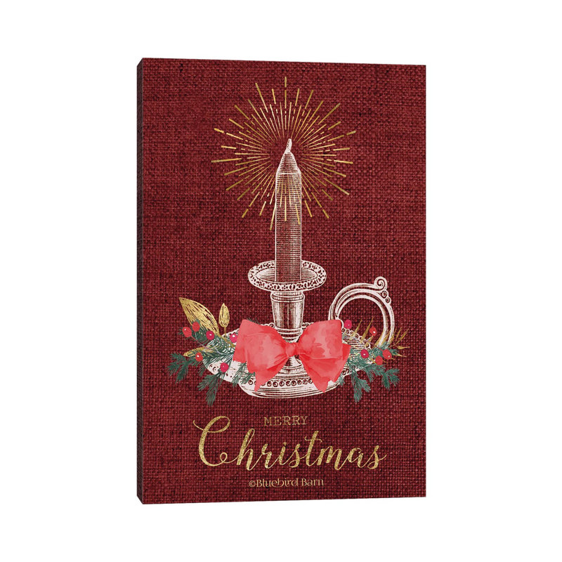 Burlap Vintage Christmas Tall Candlestick by Bluebird Barn - Wrapped Canvas Painting, 66.04 cm H x 45.72 cm W x 1.91 cm D