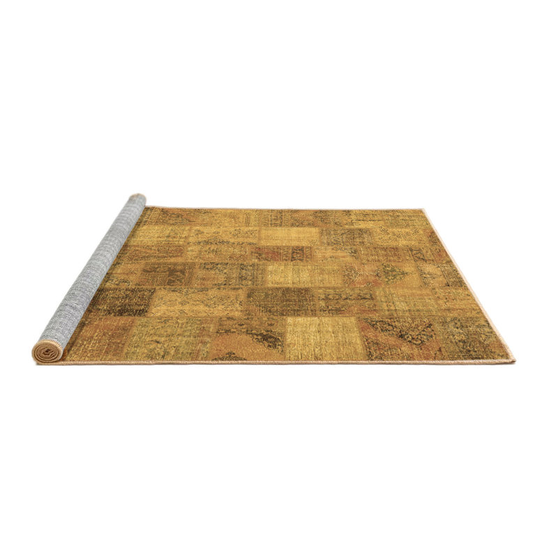 Tapis contemporains brun lavable à la machine 2624, Rond 7 pi