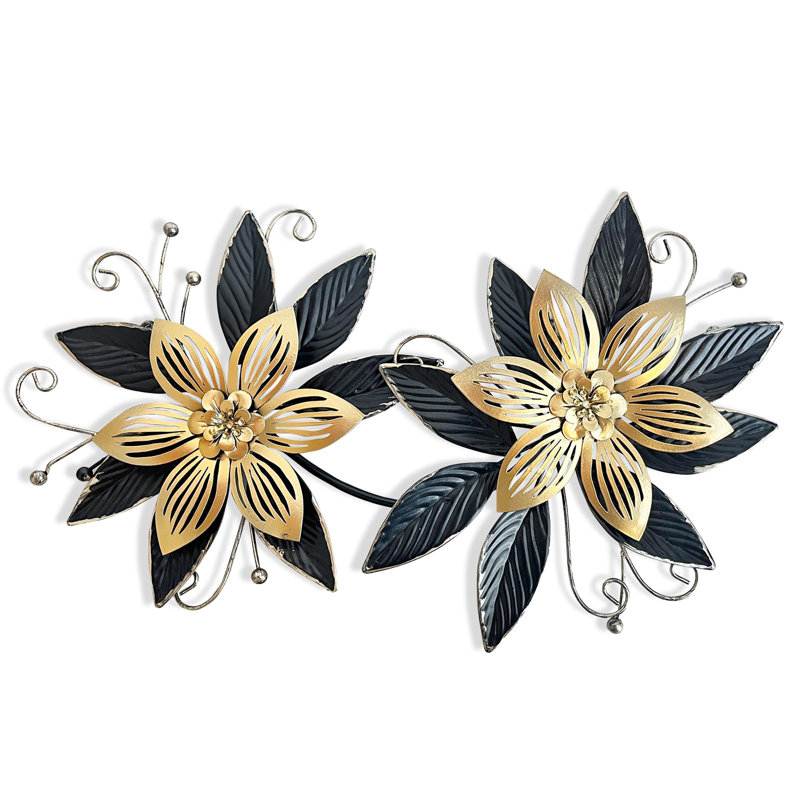 15" 3D Multi-layer Metal Flowers Wall Decor