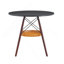 Table de salle à manger circulaire de 31,5 pouces de diamètre, plateau de table en panneau de fibres à densité moyenne noir, pieds en bois massif de noyer, avec structure de panier de rangement tissé suspendu. Une table basse décontractée pouvant accueillir de 2 à 4 personnes.-1533442901