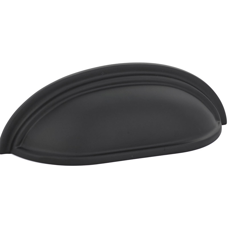 3" Center to Center Cup/Bin Pull, Flat Black, 4"