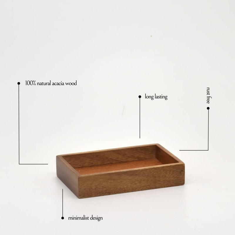 Acacia Soap Dish Cup Dispenser Tray
