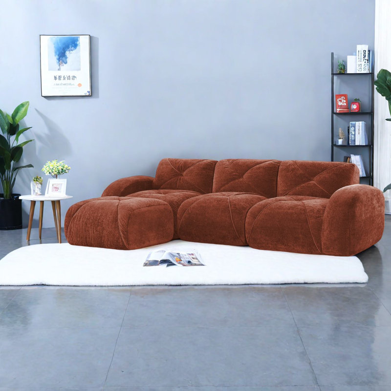 Velours de luxe en forme de L recouvert de velours, conception ergonomique pour le salon