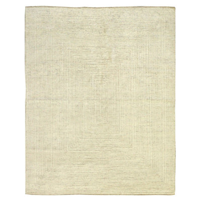 Pyramid Rectangle Geometric Handwoven Wool Area Rug in IvoryOat