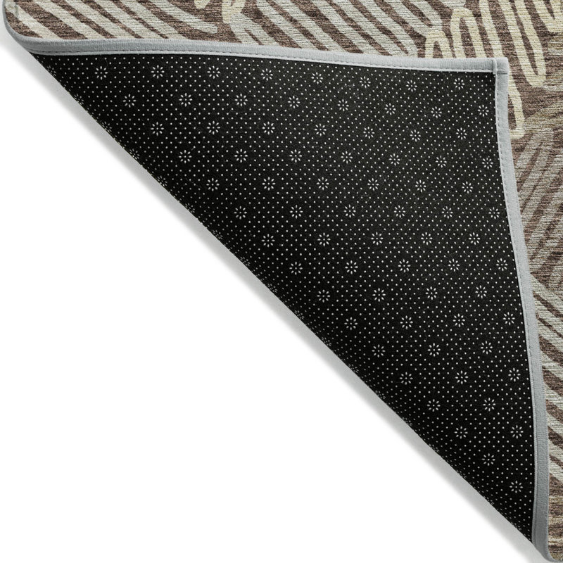 3' X 5' Chocolate And Ivory Floral Washable Indoor Outdoor Area Rug