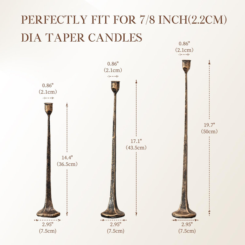 Iron Antique Gold Candlestick Holders - Thumbnail 3