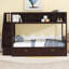 Lit superposé simple au-dessus d'un lit double avec tablettes, escalier de rangement et 2 tiroirs, espresso (VIEUX SKU: LT000228AAP-1)-680750573