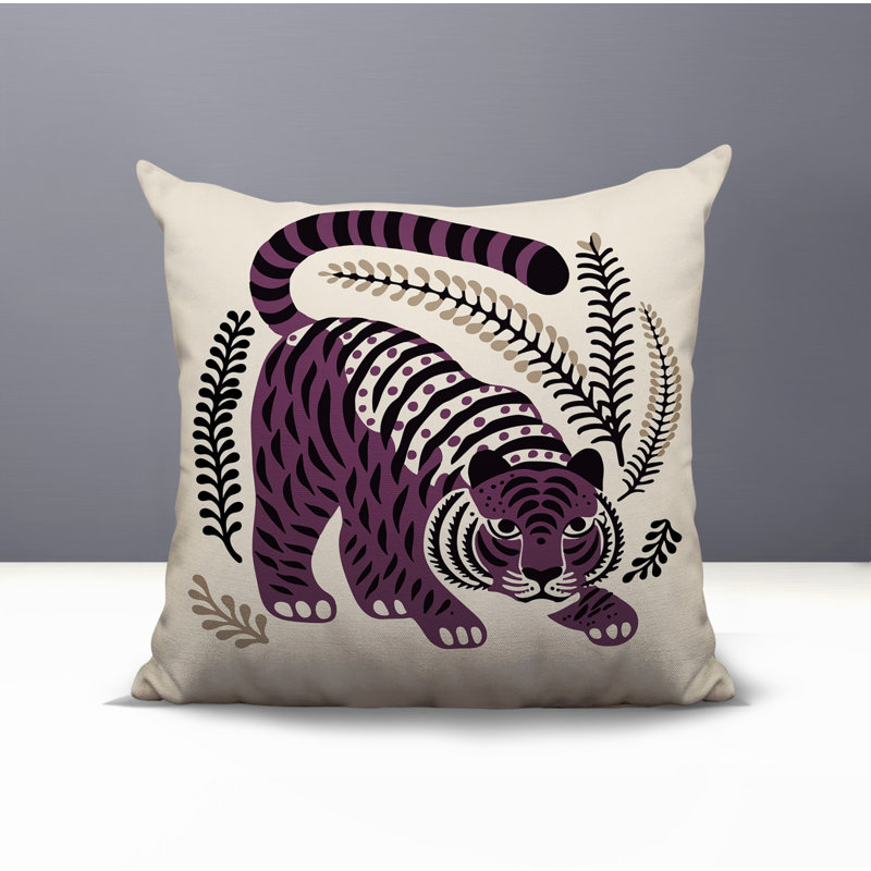 Oreiller carré réversible Remo Tiger, Carré 15 po, Mauve