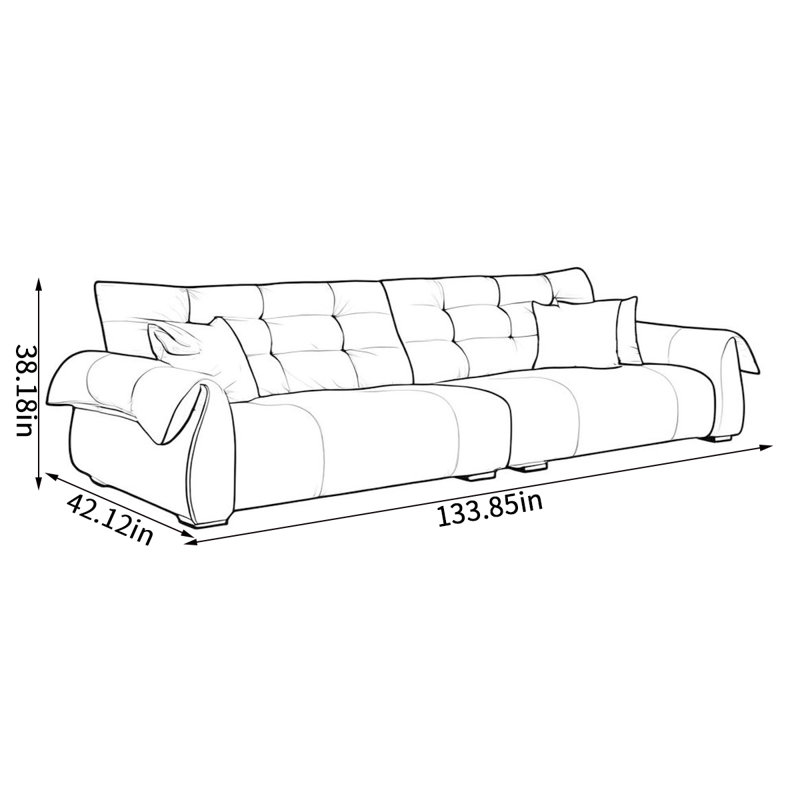 Canapé simple en tissu rétro, H 38,18 po x l 133,85 po x P 42,13 po , 5