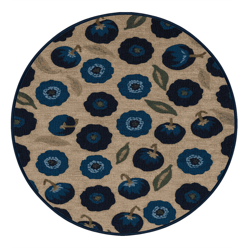  Tapis lavable à motif de bleuets Highbush, Rond 3 pi
