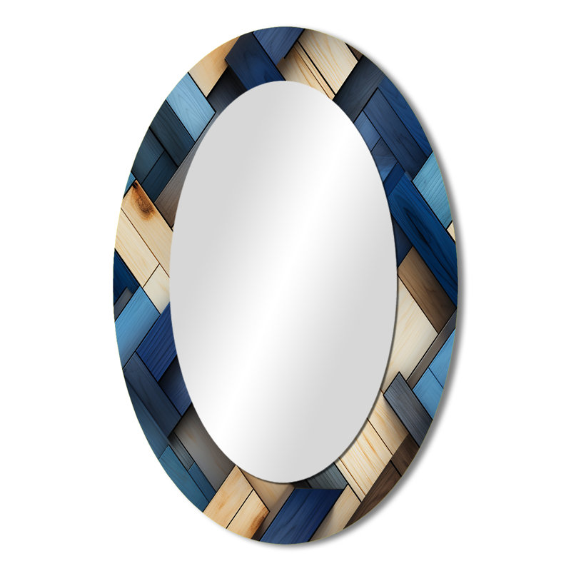 Tain - Grand miroir mural ovale sur métal, H 36 po x l 24 po