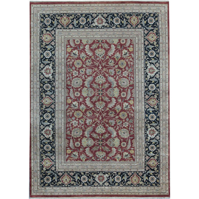 Tapis rouge et noir noué à la main de haute qualité
