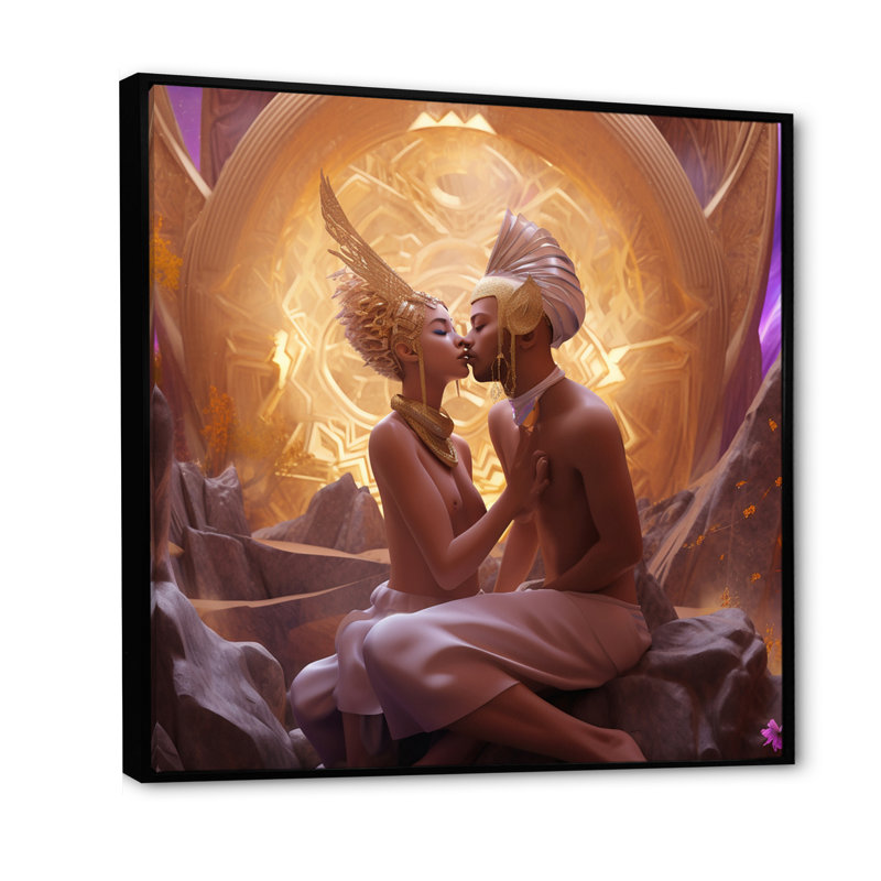 «Divine Love Cosmic Lovers I», reproduction sur toile, H 36 po x l 36 po, Cadre flottant noir