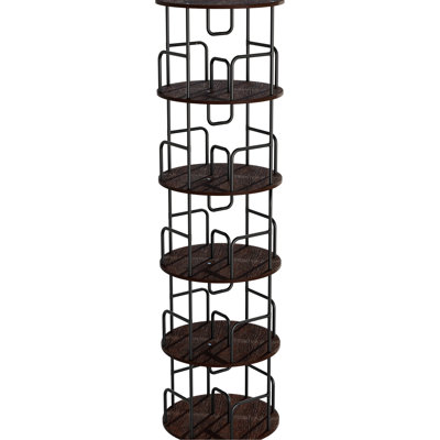 360 Revolving Book Shelf Organizer, 5 Tier Vertical Storage For Living Room, Stable Structure And Easy Assembly, +Iron