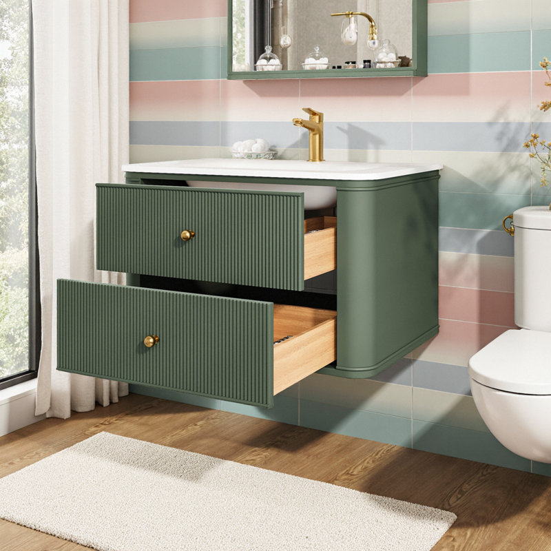 Meuble-lavabo mural flottant avec lavabo et lavabo intégré en acrylique, 30''