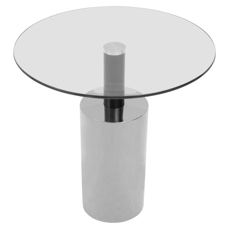 Bhodi Glass Top End Table, Silver