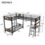 Lit superposé en L avec lit mezzanine avec bureau et tablette