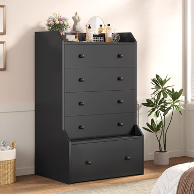 5 Drawer Dresser For Bedroom,tall Black Chest Of Drawers,large Modern Vertical Dresser For Living Room,hallway, Closet