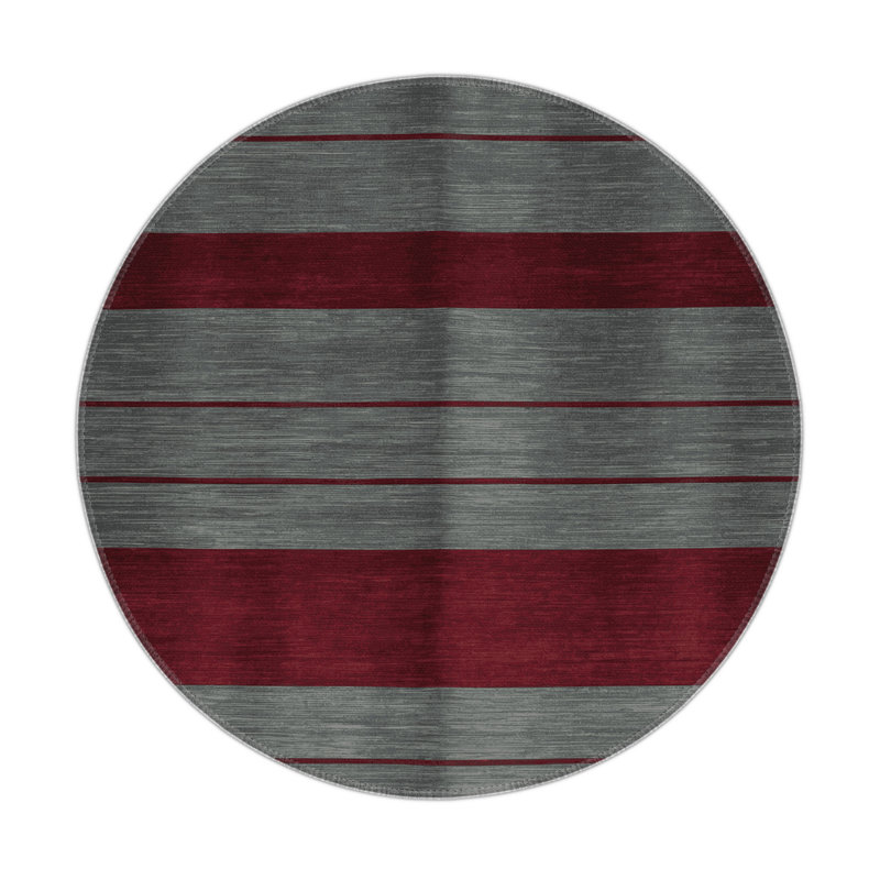 HorizontalStripes Red Indoor and Outdoor Area Rug, Rectangle 5' x 7'
