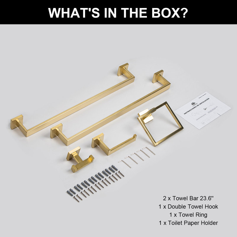 5 - Piece Bathroom Hardware Set, Brushed Gold