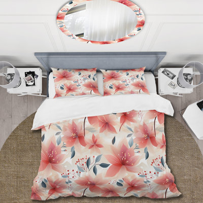 Ensemble de housse de couette à motif floral élégant rouge II