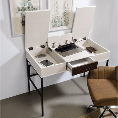 Bureau d'écriture rectangulaire avec prise - Design moderne noir et fonctionnel