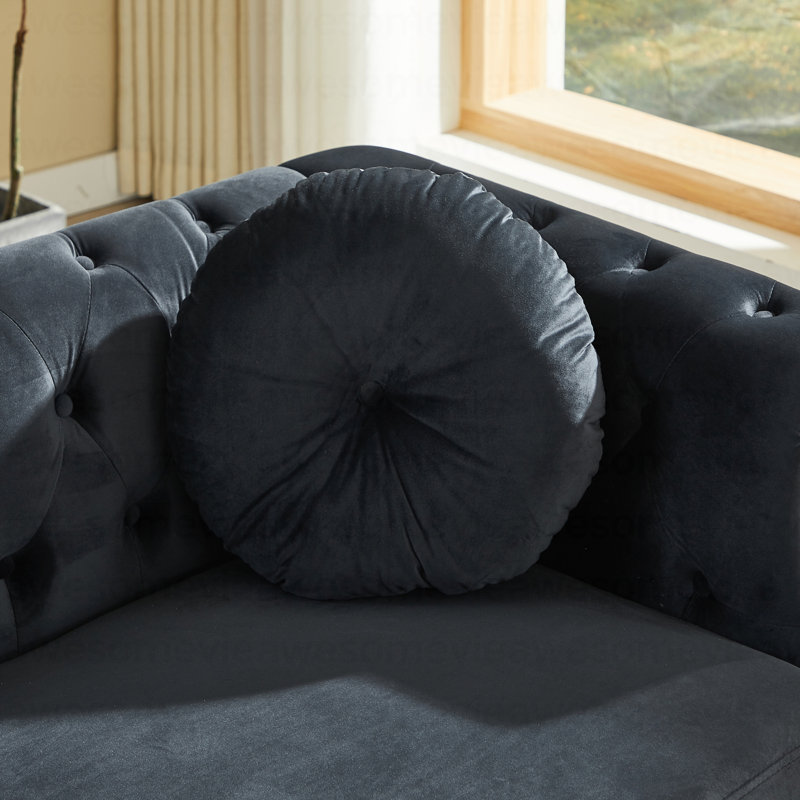 Canapé Chesterfield en cuivre et cuivre, 6, Noir
