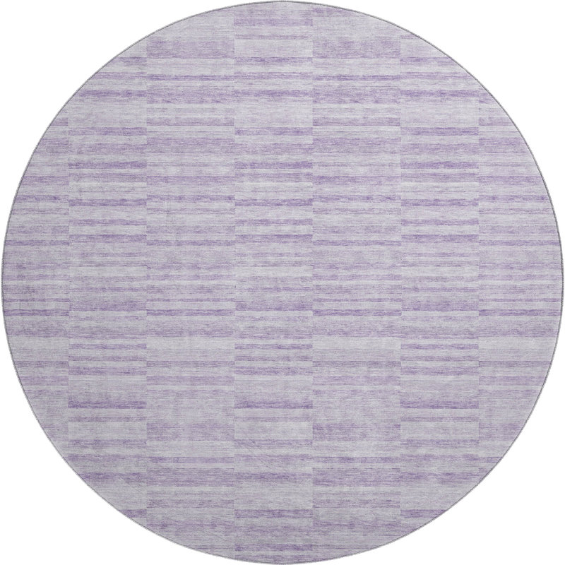 Premium Machine Washable Prisco Plum Rug, Round 8'