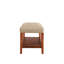 Banc beige et chêne - siège, rangement à lattes, pieds en chêne relax, construction spacieuse