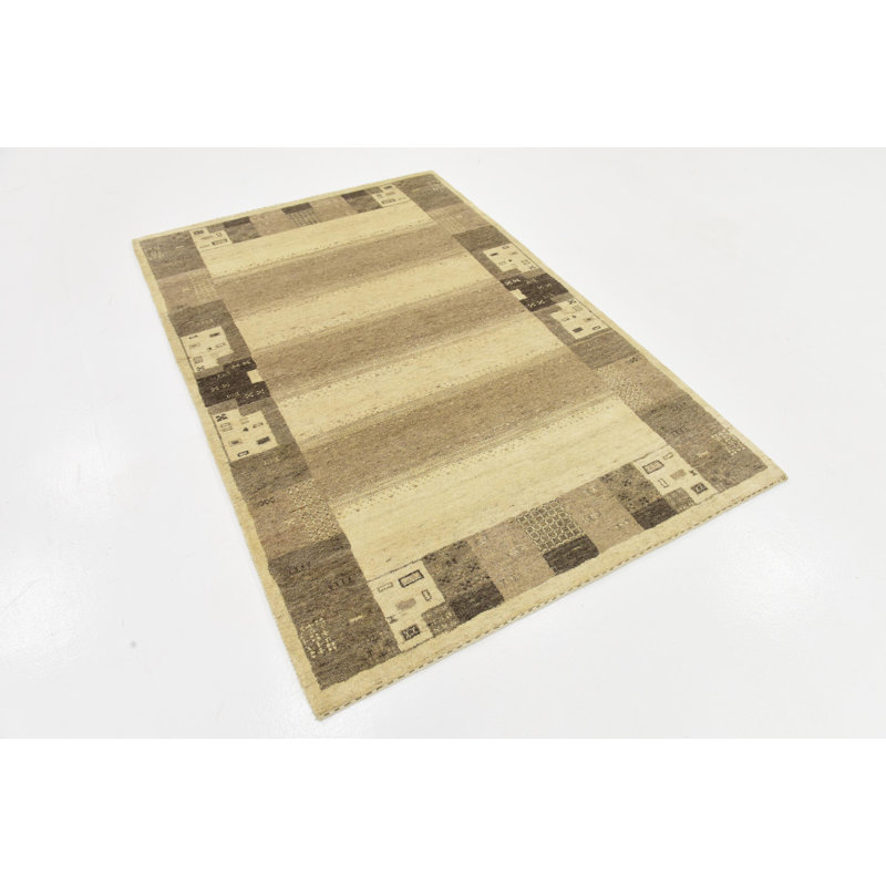 Tapis de la surface en laine 4 pi x 6 po noué la à la main one-of-kind Didcot