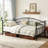 Heavy-Duty Rust-Resistant Twin Size Metal Daybed Frame With Elegant Curved Slatted Headboard & Reinforced Slat Support, No Box Spring Needed