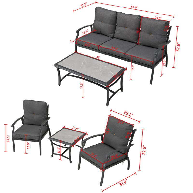10-Piece conversation set, Dark Gray