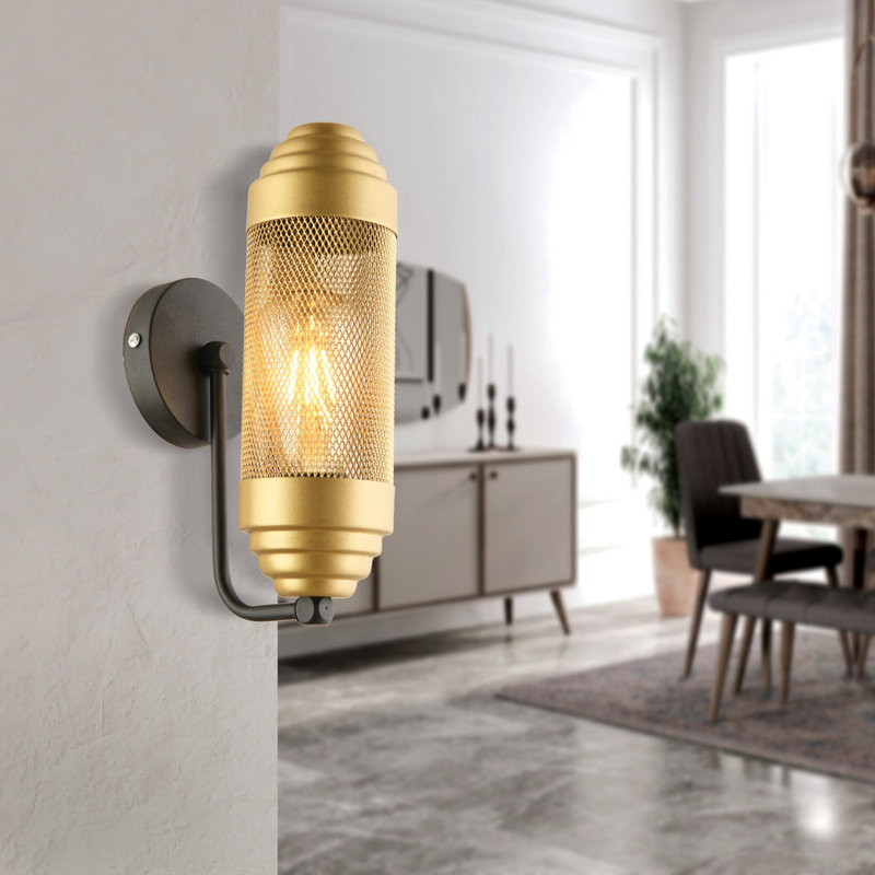 Lampe murale réglable élégante, finition dorée, 8,5 po de diamètre x 9,1 po de hauteur | Corps en métal, douille E27 (40 W maximum) | Parfait pour l'éclairage de salon, de chambre à coucher et de couloir, design élégant et fonctionnel, ampoule n