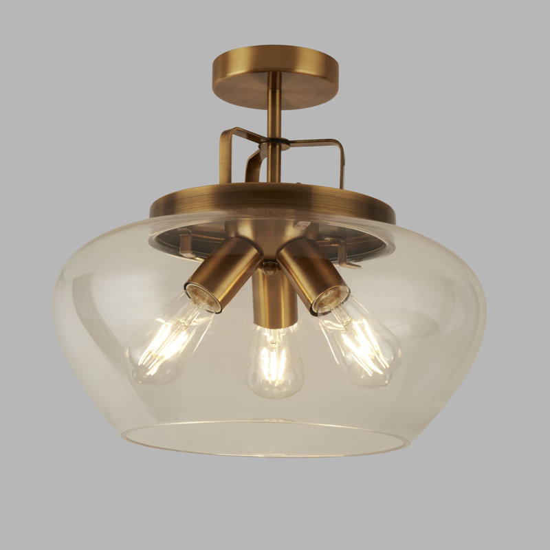 Perth Glass Semi Flush Mount, Bronze
