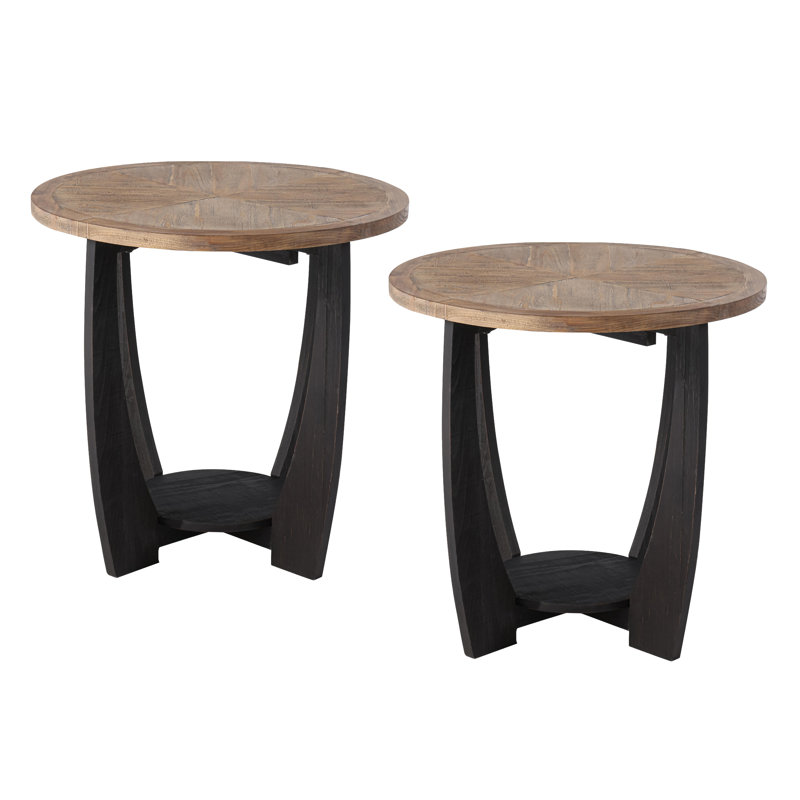 Farmhouse End Table with Storage Shelf, French Country Accent Side Table