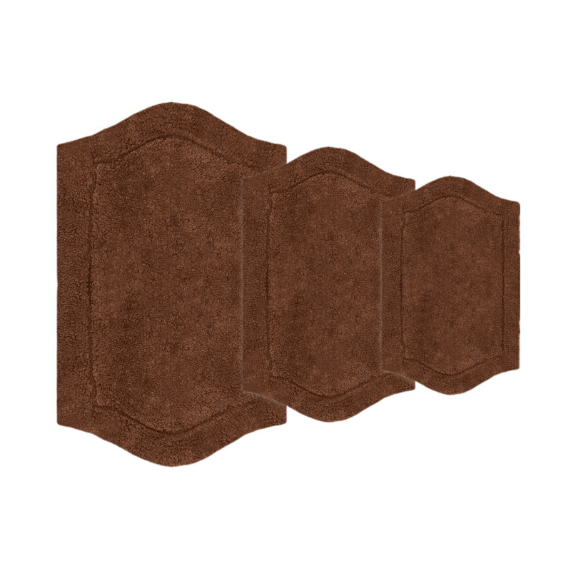 Tapis pour salle de bain 100% coton Morissette, antidérapant, séchage rapide, lavable à la machine, Chocolat