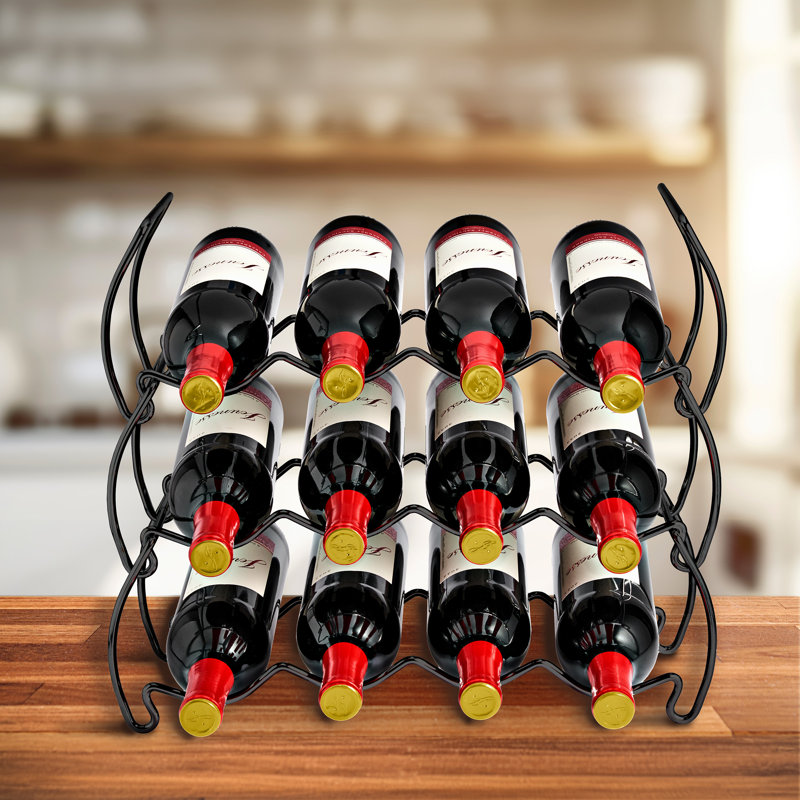 Sorbus 3-Tier Stackable Metal Wine Rack - Holds 12 Bottles (Black)