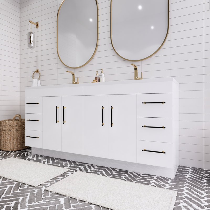 Ensemble de meuble-lavabo double 72 po Spring, Blanc lustré