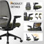 Fauteuil de bureau ergonomique COLAMY, fauteuil de bureau à réglage instantané avec siège en lévitation, accoudoirs synchronisés 4D, soutien lombaire et dossier en filet respirant, pin-1989672801