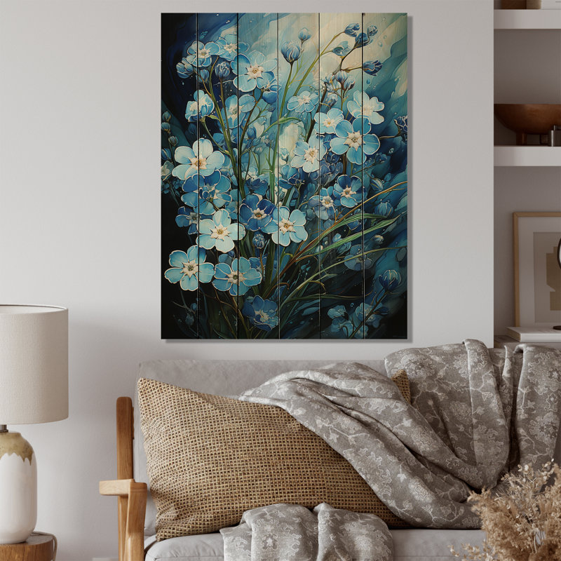«Meadow Of Forgetmenots Flowers III» sur bois, H 20 po x l 10 po x P 0,78 po