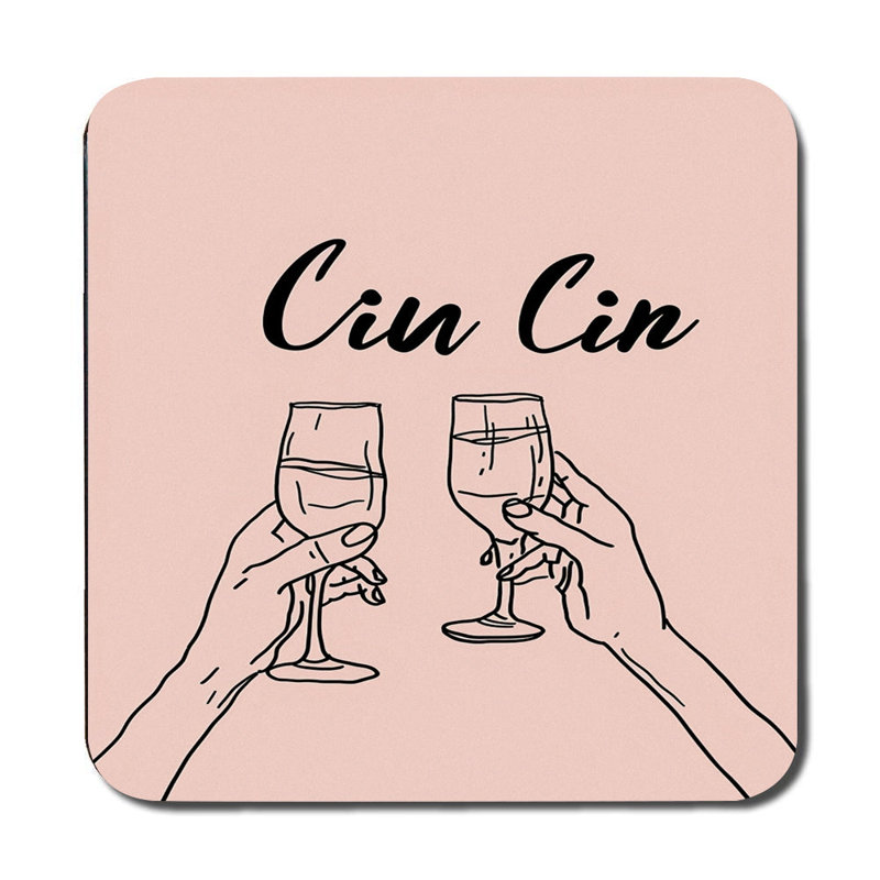 Placemat Coaster Set Soft Blush Wood Backed High End Print Technology Designer Artwork Cin Cin Limited Edition